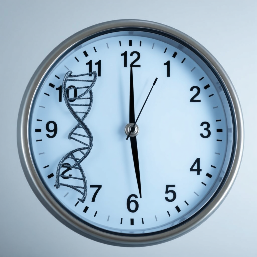 An image of a digital clock with a DNA strand subtly incorporated into the design. The clock is ticking forward, emphasizing the speed of the testing process.