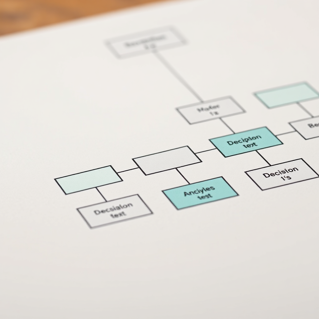 Decision tree style infographic thumbnail, branching logic with clean hierarchy and readable labels