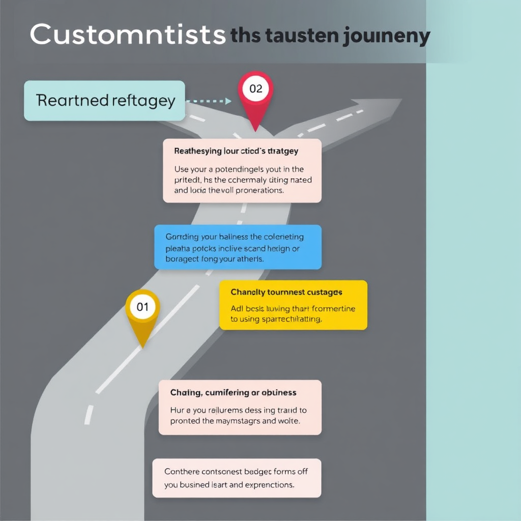 Un gráfico que muestra una hoja de ruta personalizada para un cliente, enfatizando estrategias personalizadas, con marcadores y aspectos destacados que demuestran el recorrido único de una empresa.