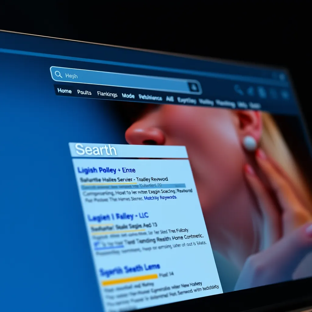 A photorealistic image of a website with high search rankings on a search engine results page (SERP). The website should be visually appealing and modern, with clear and concise content. The SERP should show the website ranking high for relevant keywords.