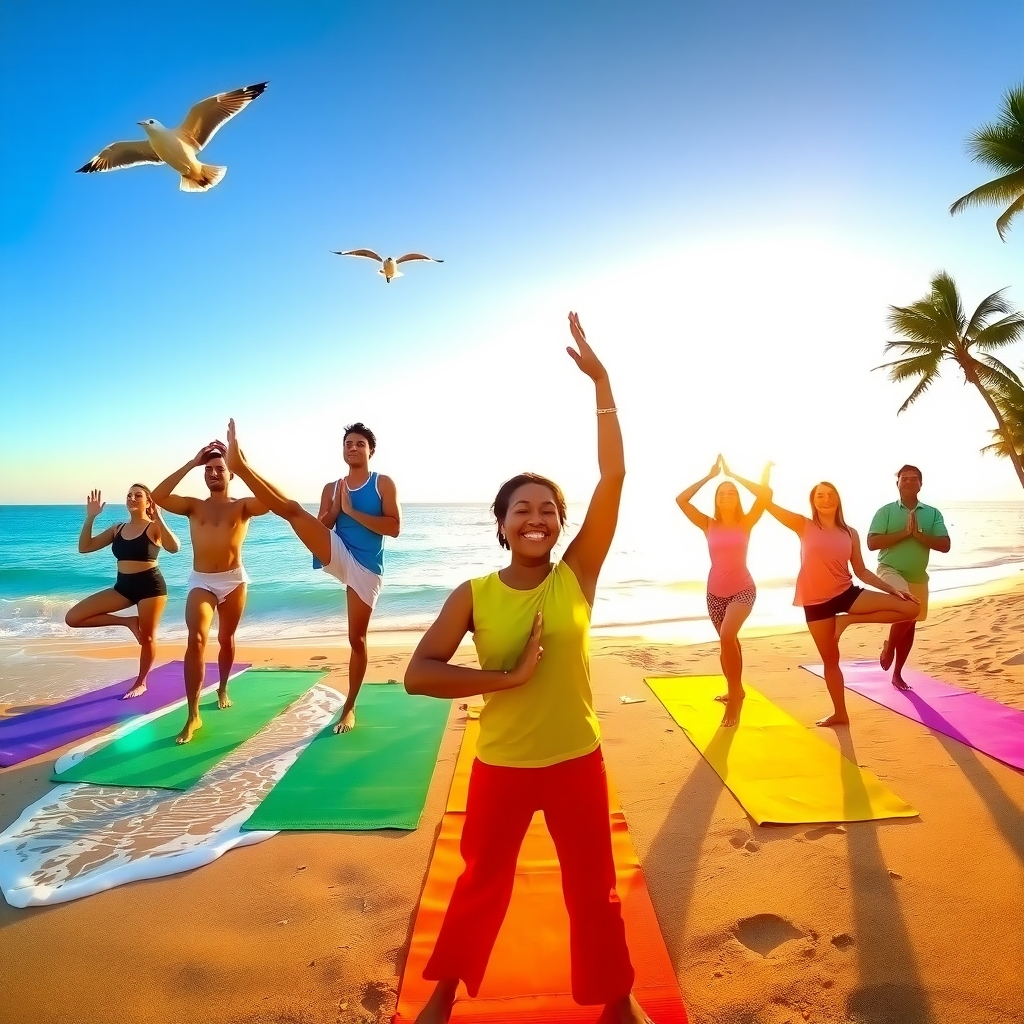 A photorealistic, ultra-high definition image (8K) depicting a serene, minimalist living space. The composition features a young woman (28-35 years old) practicing yoga by a large window with soft, natural light streaming in. The color palette is calm and muted, focusing on shades of white, beige, light grey, and soft greens.  The mood is tranquil and peaceful. The camera angle is slightly low, creating a dynamic perspective that highlights the woman's graceful posture.   Natural textures are prominent:  soft cotton yoga mat, smooth wooden floor, slightly rough-textured linen throw blanket casually draped over a chair.  The background includes simple, elegant decor, including plants and clean lines.  The style is reminiscent of a Scandinavian minimalist aesthetic, with elements of soft, natural lighting reminiscent of the work of photographer, Helene Schmitz.   Materials should be impeccably rendered, showing the subtle texture of skin, hair, and clothing.  The focus is on showcasing the peaceful and mindful atmosphere. The image should be hyperrealistic, emphasizing detail and clarity, conveying a feeling of serenity and balance. The overall ambiance should radiate calm and mindful living.