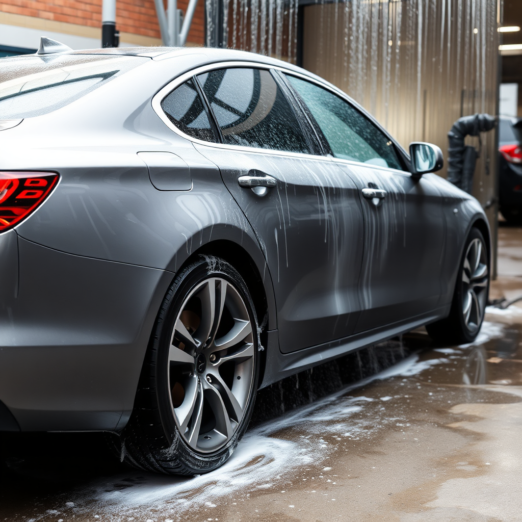 A clean car during a car wash.