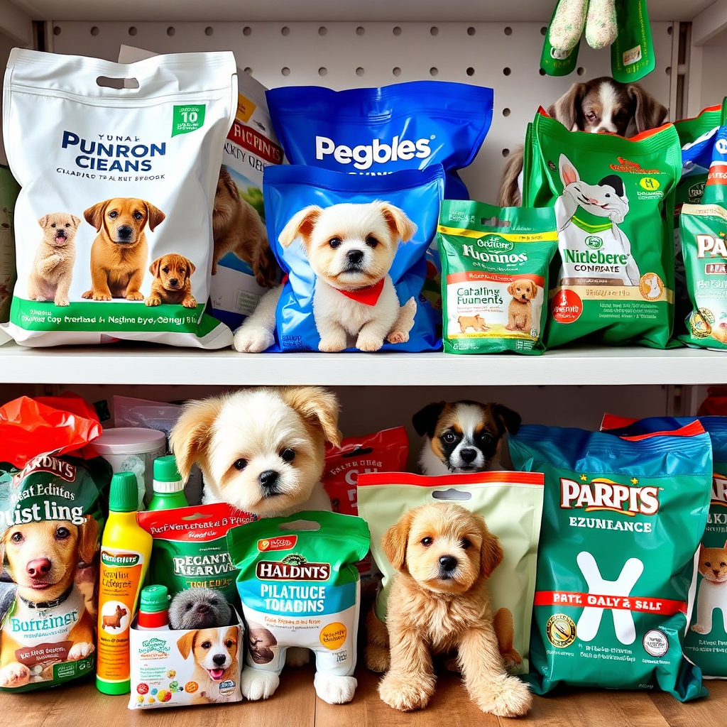  A collection of pet supplies for various animals, showcasing the variety available for pet owners.
