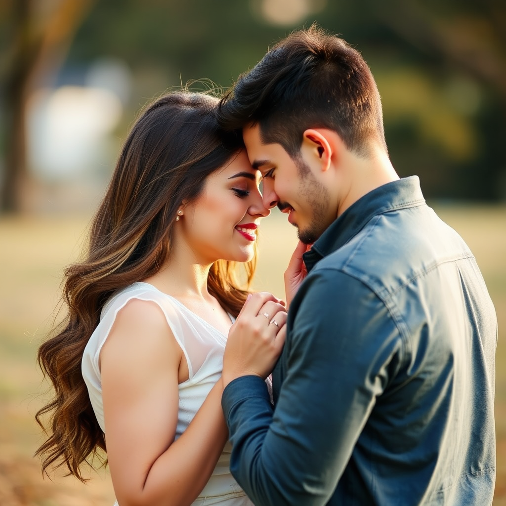  A couple sharing a romantic moment, representing intimacy and connection.