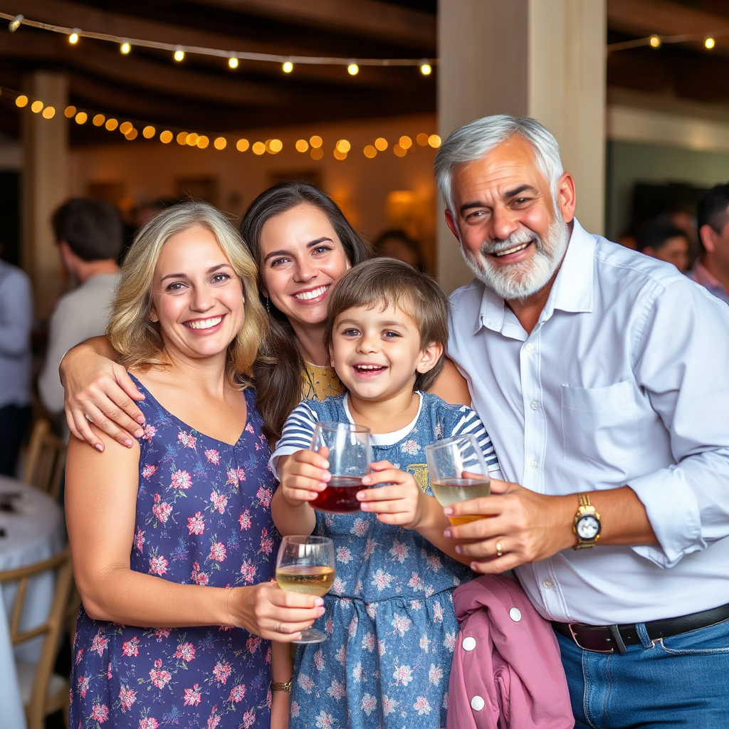 A happy family celebrating during a party.