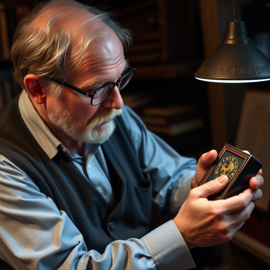 A historian examining a rare collectible, highlighting the historical significance of collecting.