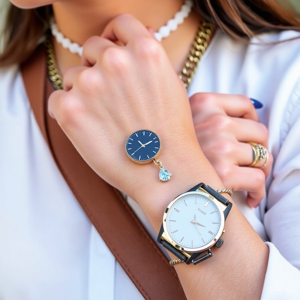 A person wearing stylish jewelry and a watch, showcasing how accessories can enhance a personal style.
