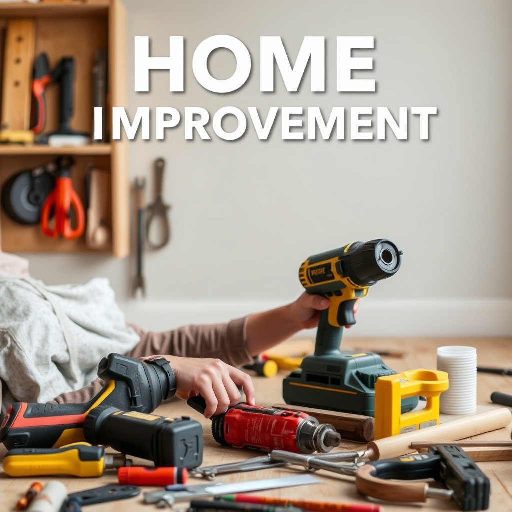 A person working on a home improvement project with various tools and hardware, representing home improvement and renovation.