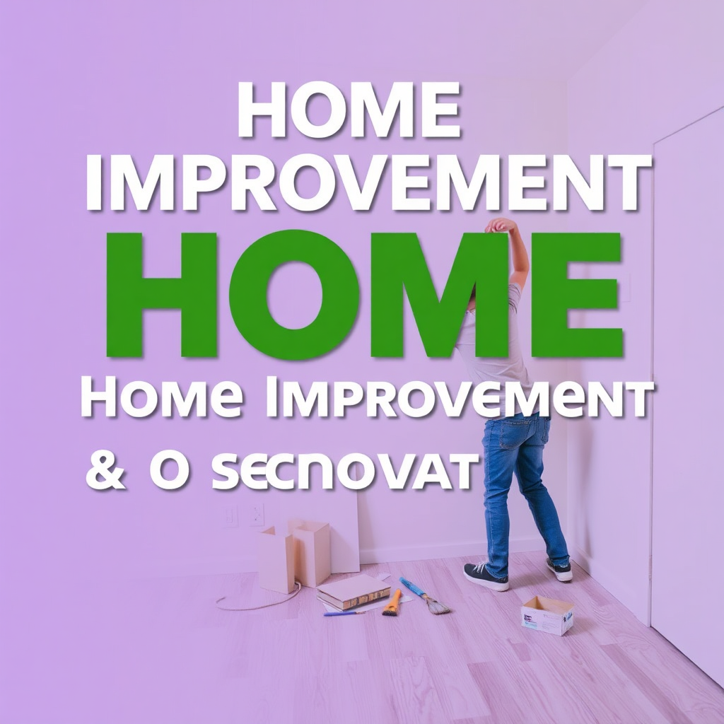 A person working on a home improvement project, such as painting a wall or installing new flooring, representing home improvement and renovation.