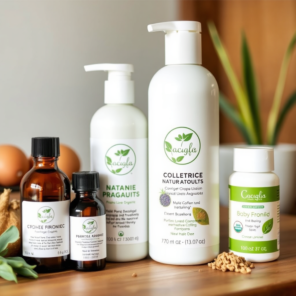  A range of natural and organic baby products, emphasizing their safe and gentle ingredients.