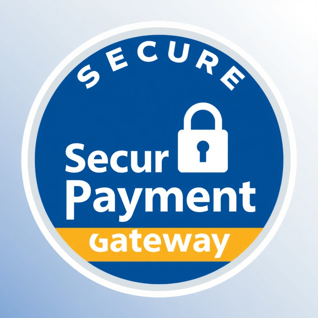 A secure payment gateway logo with a padlock symbol, representing the safety and security of our payment system.