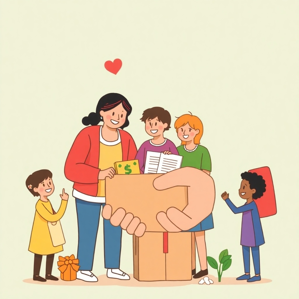 A photorealistic image showcasing a diverse range of causes represented by vibrant icons, each linked to a corresponding organization or course. The image should evoke a sense of global impact and community engagement. Include diverse individuals, environments, and projects to visually showcase the breadth of causes supported.