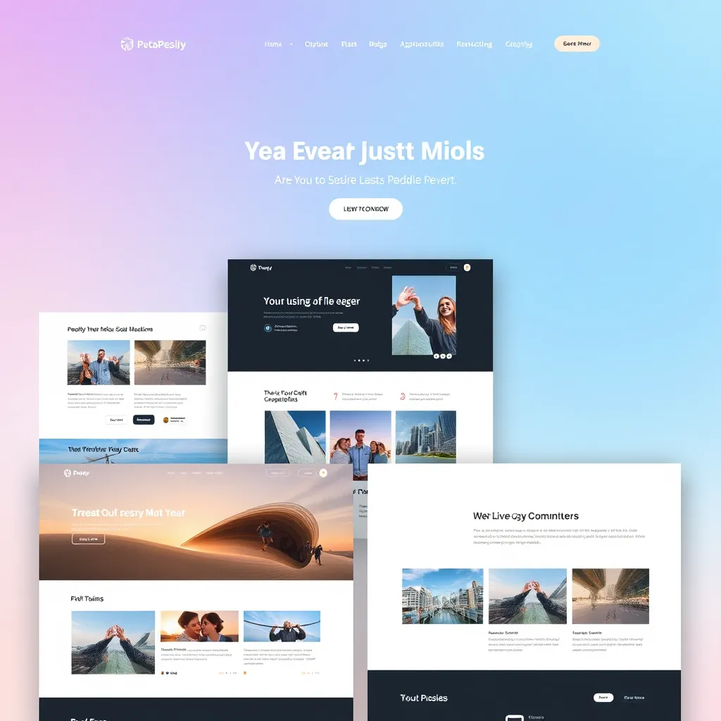 A sleek, modern website showcasing a portfolio gallery. The gallery features a grid of high-quality images of various video productions and website designs, with a clean and minimalist aesthetic. The website has a dark background and a white text overlay. The image should focus on the portfolio gallery itself, with a subtle background of a cityscape.