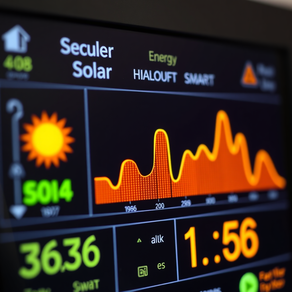 Smart home energy monitor showing solar data