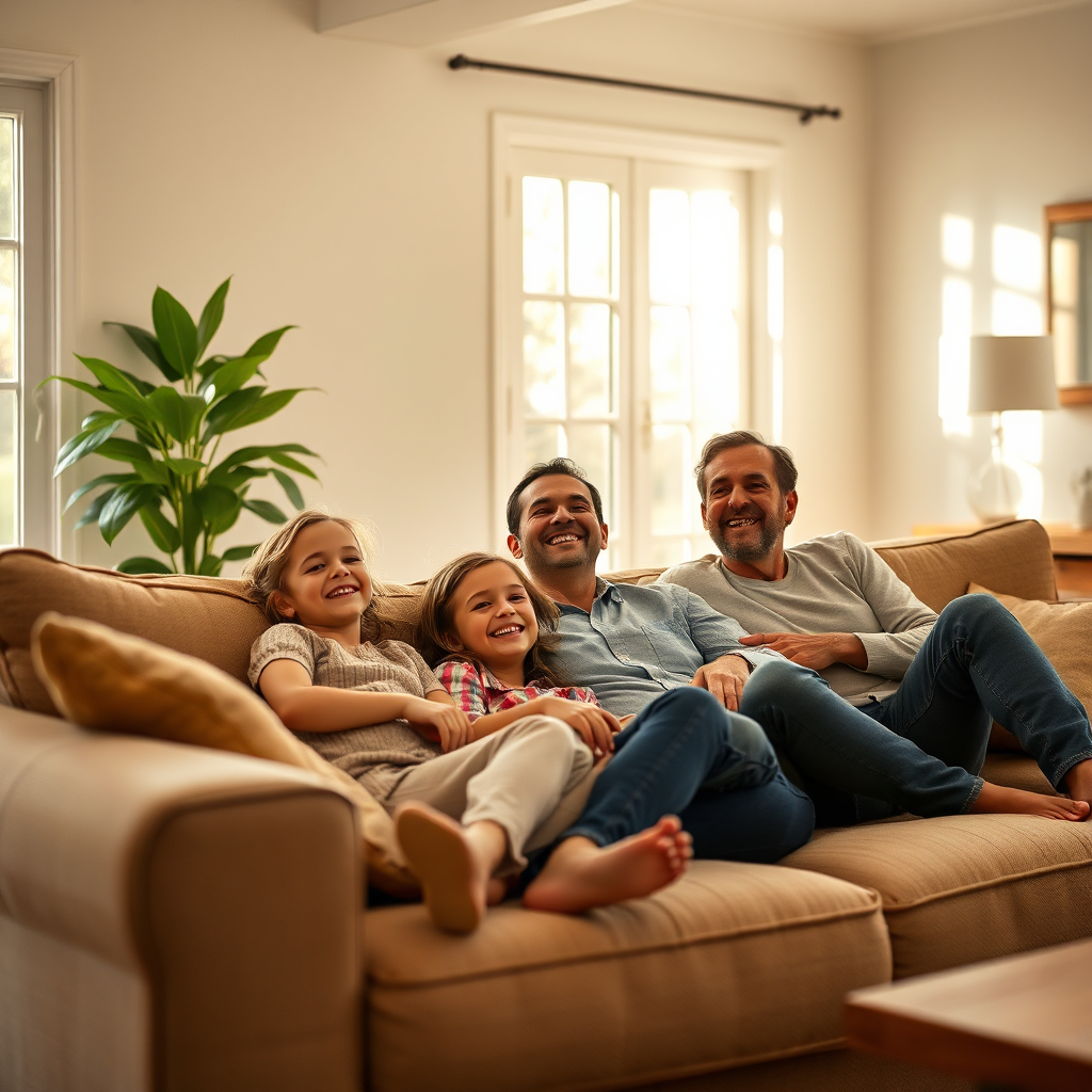 Family in an energy-efficient home