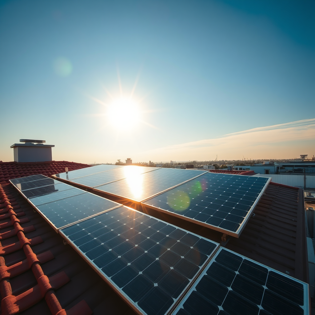 Solar panels on a rooftop