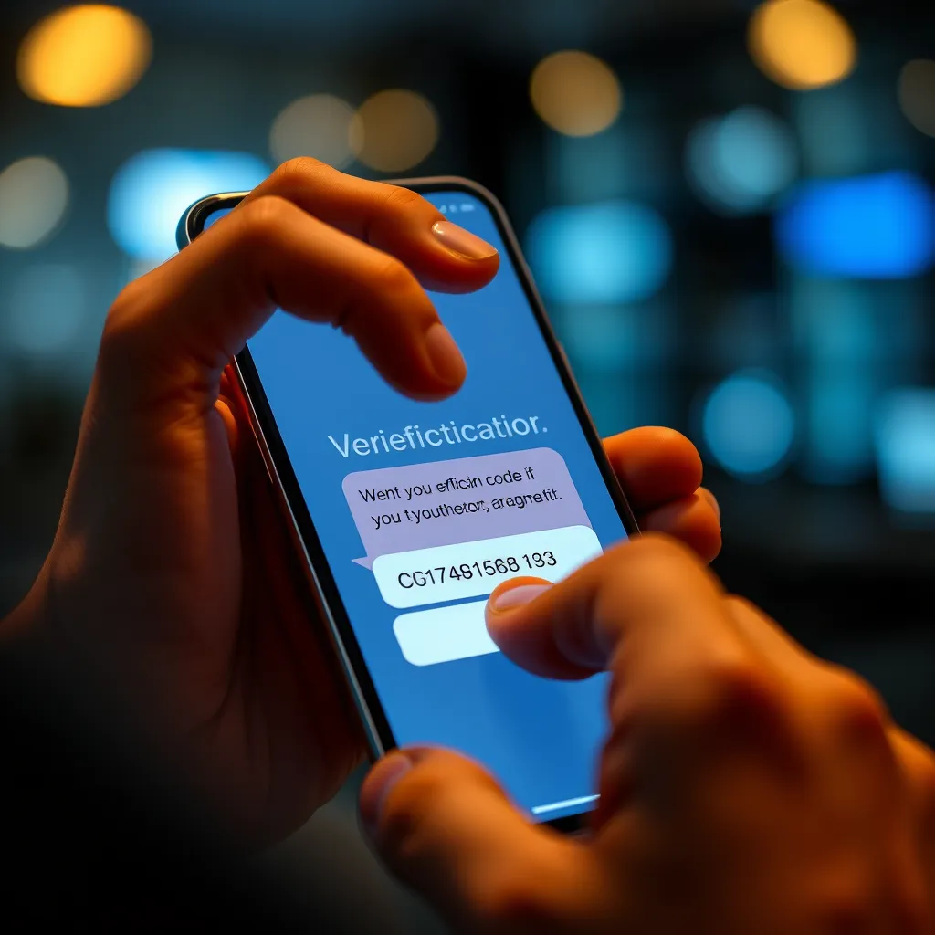 A person on their smartphone, entering a verification code from a text message, emphasizing the added security layer of two-factor authentication