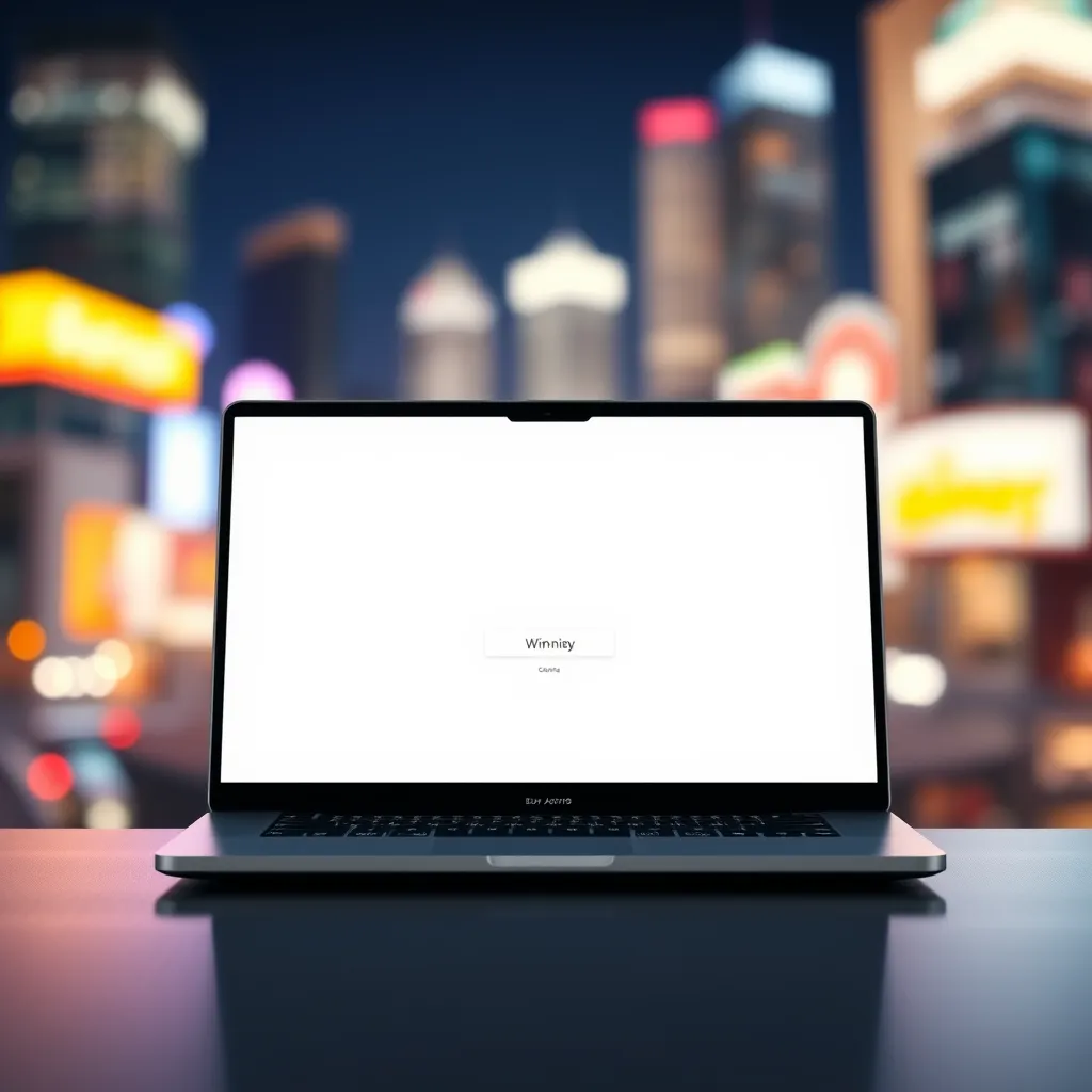 A photorealistic 8K resolution image of a modern, clean website with a user-friendly interface for buying lottery tickets online. The website should be brightly lit with soft lighting, featuring a minimalist design with a focus on clear call-to-action buttons. The background should be a blurred image of a cityscape at night, with vibrant colors and twinkling lights. The image should convey a sense of excitement and anticipation for winning. The overall mood should be optimistic and uplifting, with a focus on the convenience and ease of the online purchase process.