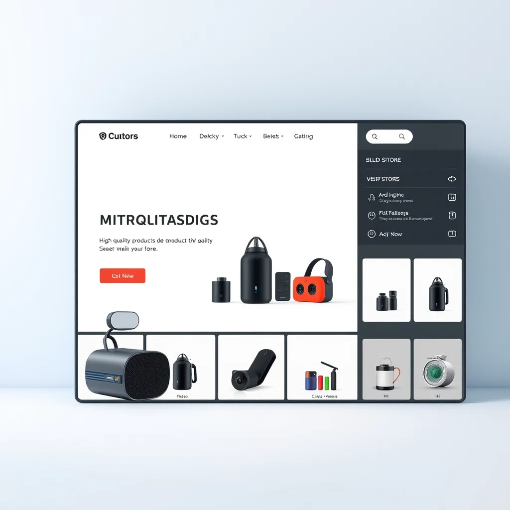 A visually appealing online store with a minimalist and user-friendly design. The homepage features a slideshow of high-quality product images, a clear navigation menu, and a call to action button. The background should be a soft gradient of light blue and white, evoking a sense of calm and professionalism.