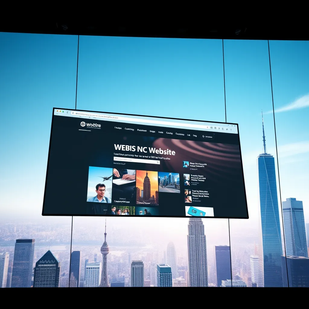 A website interface displayed on a large screen, expanding and adapting to accommodate new content and features. The background could depict a cityscape with growing skyscrapers, symbolizing the potential for website growth and evolution.