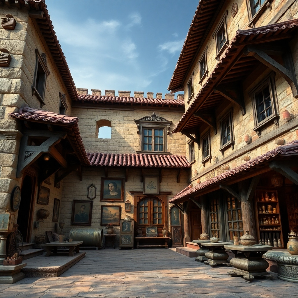 Photorealistic image of a historically significant location, emphasizing the details of the architecture and cultural artifacts. Focus on the rich history and craftsmanship.