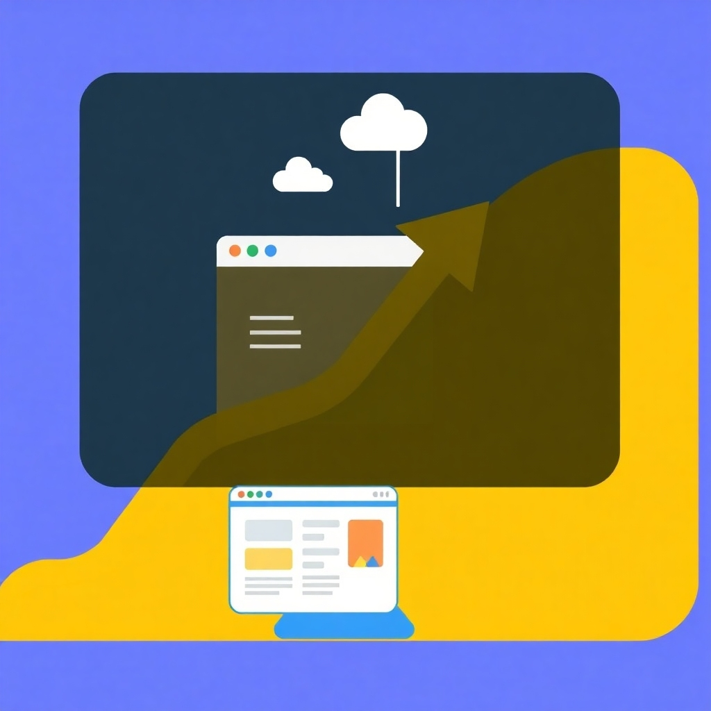 A stylized graphic combining the imagery of a growing upward trending graph with a website. The image could feature a bright color scheme and clean design. The image should emphasize the idea of increased visibility and website traffic.