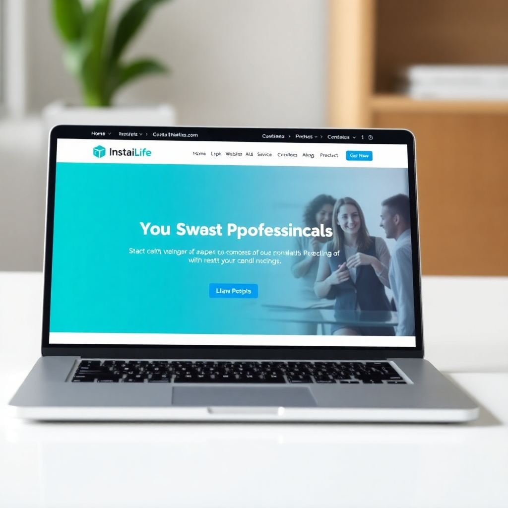 An image depicting a professional-looking website on a laptop screen, highlighting the brand consistency and visual appeal. The image should be bright, clean, and high-quality. The image should demonstrate the results that InstaiLife Builder can deliver.