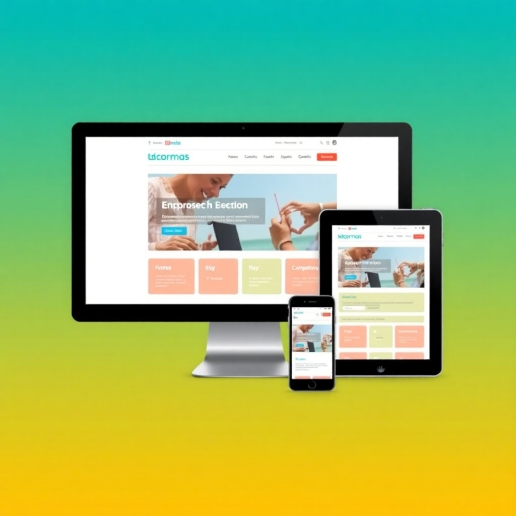 An image depicting the same website from various devices, demonstrating responsiveness and compatibility. The image could show various screen sizes (desktop, tablet, mobile) with seamless display adaptations.