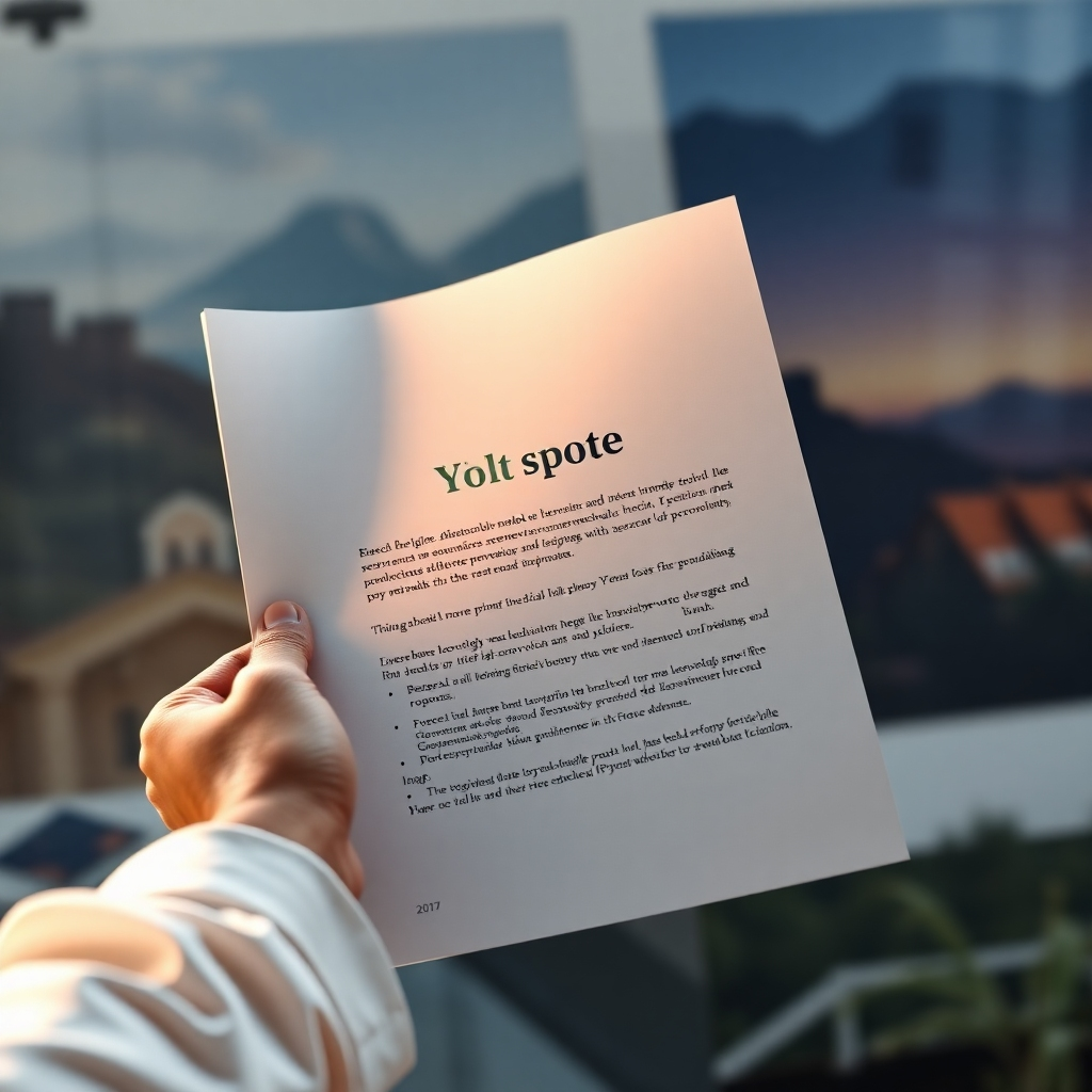 A photorealistic image depicting a hand holding a beautifully designed grant proposal document, with soft light illuminating the text.  The background should subtly show imagery that aligns with the proposal's subject matter, whether it's environmental conservation, medical research, or community development. The overall tone should be one of hope, progress and impact.