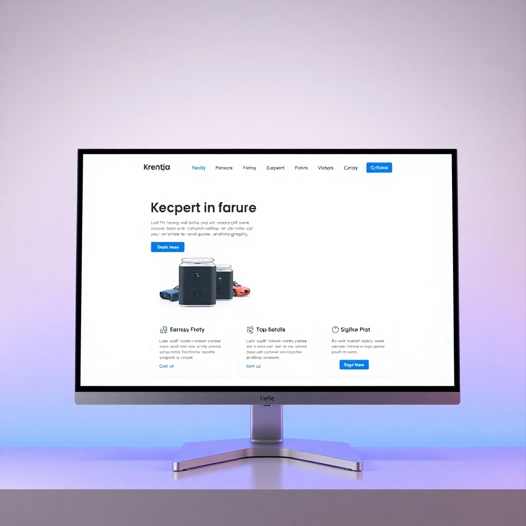 A photorealistic image of a clean, modern website landing page on a high-resolution screen.  The page should feature high-quality product photography, clear calls-to-action, and a minimalist design. The background should be a soft, neutral color. The overall impression should be one of professionalism and trustworthiness.  The image should be vibrant and sharp, showcasing the website's ease of navigation and visually appealing design.