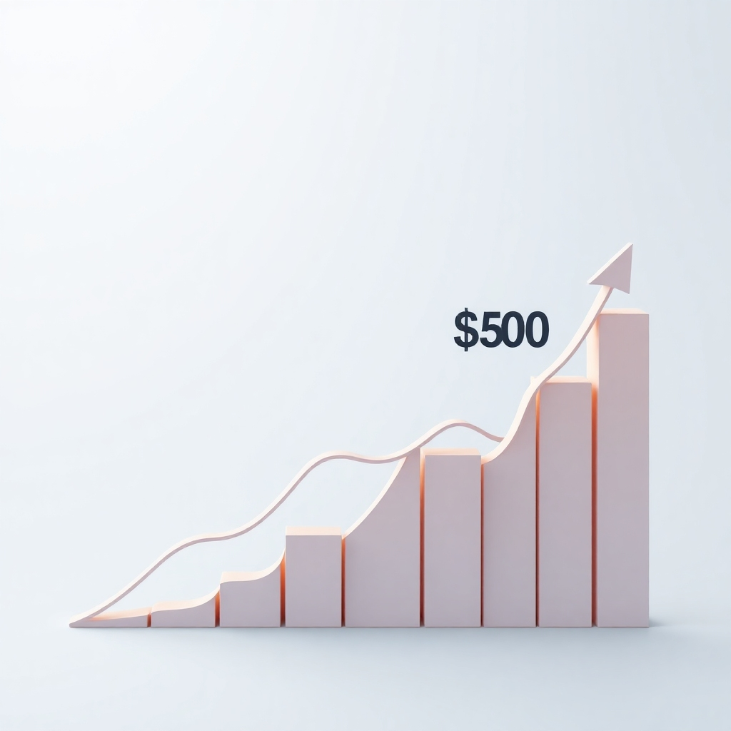 A photorealistic image of a graph showing upward business growth alongside a cost-effective graph, symbolizing the scalability of using a virtual assistant. The image should showcase a clear visual representation of budget optimization and business expansion. The image should use a clean and professional color scheme.
