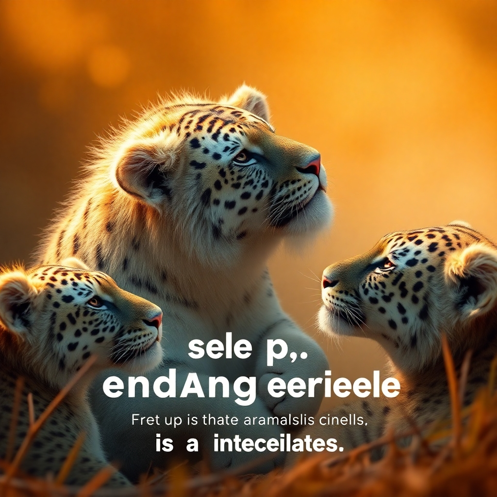 A photorealistic image showcasing an advertisement using evocative imagery and color palettes.  The advertisement should be for a charity working to help endangered animals. The image uses highly emotional imagery of animals with warm, inviting colors, paired with simple, impactful typography.