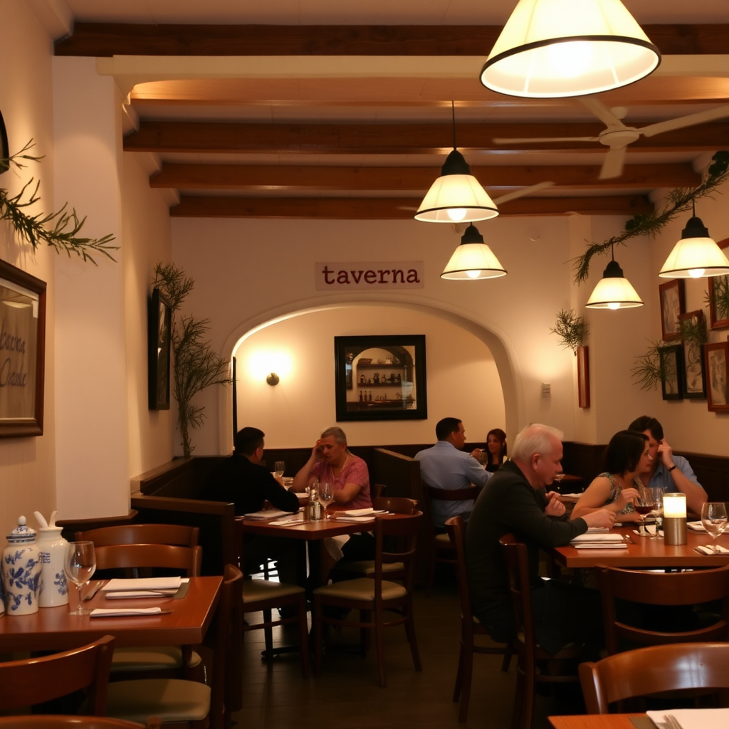 Interiør fra Taverna Santorini