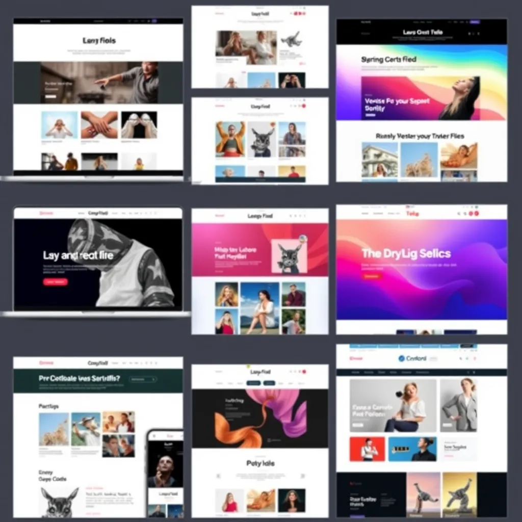 A collage of beautifully designed website templates displayed on various devices such as a laptop, tablet, and smartphone. The templates showcase different themes like a blog, portfolio, and e-commerce site, with vibrant colors and appealing layouts.