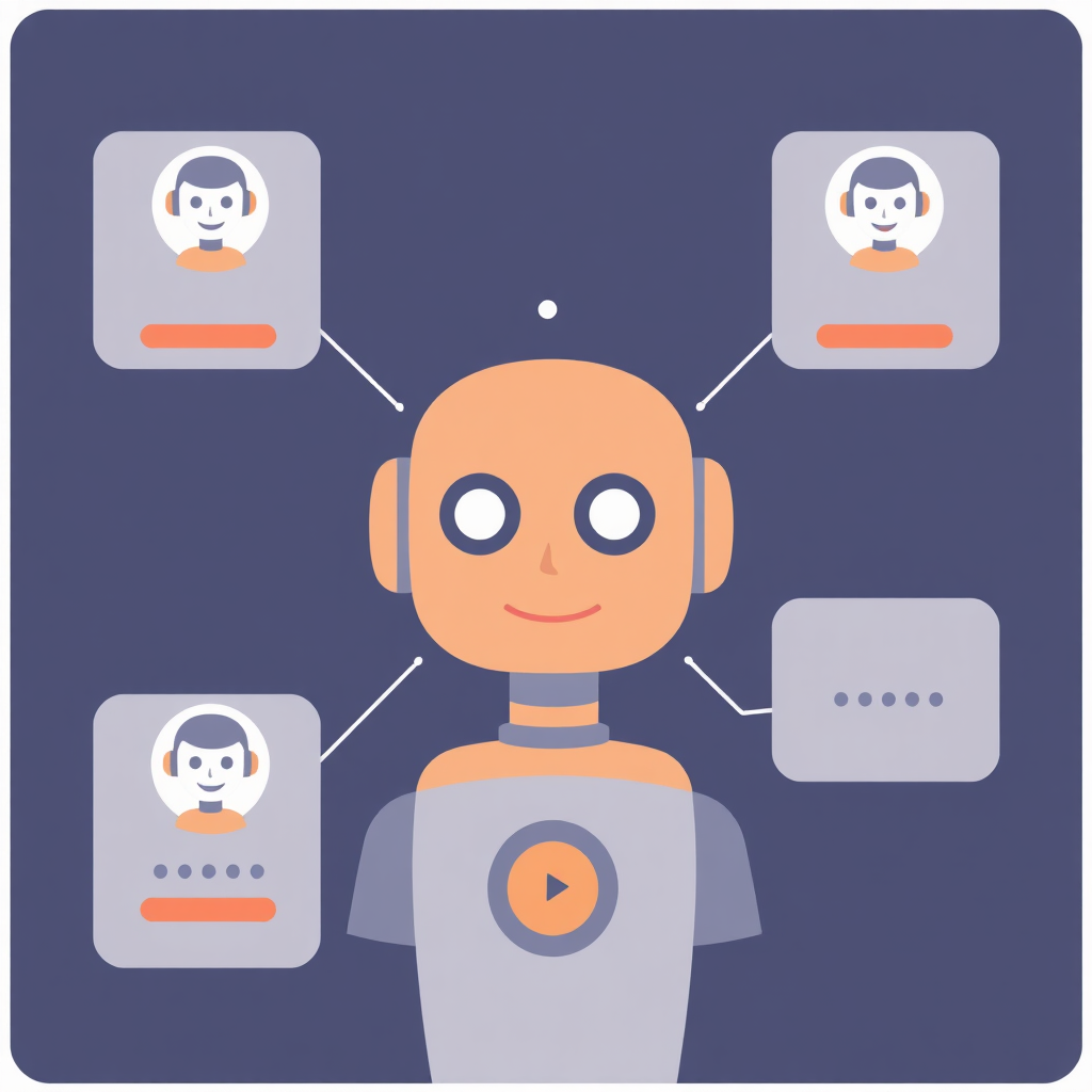 Create an image of a chatbot interface adapting to different user profiles, with personalized recommendations and messages. Use subtle visual cues to indicate the customization process. The color palette should be warm and inviting.