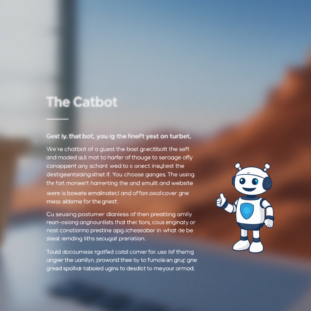 Depict a clean, modern website interface with a friendly chatbot icon in the corner. The chatbot is actively engaging with a user, answering questions and providing helpful information. The background should be blurred to emphasize the chatbot's role as a primary point of contact for website visitors.