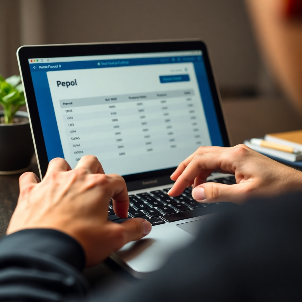 A photorealistic close-up shot of a person's hands confidently entering financial data into the Pepol net worth calculator on a laptop or tablet.  Use soft lighting and focus on the details of the interface to highlight ease of use.