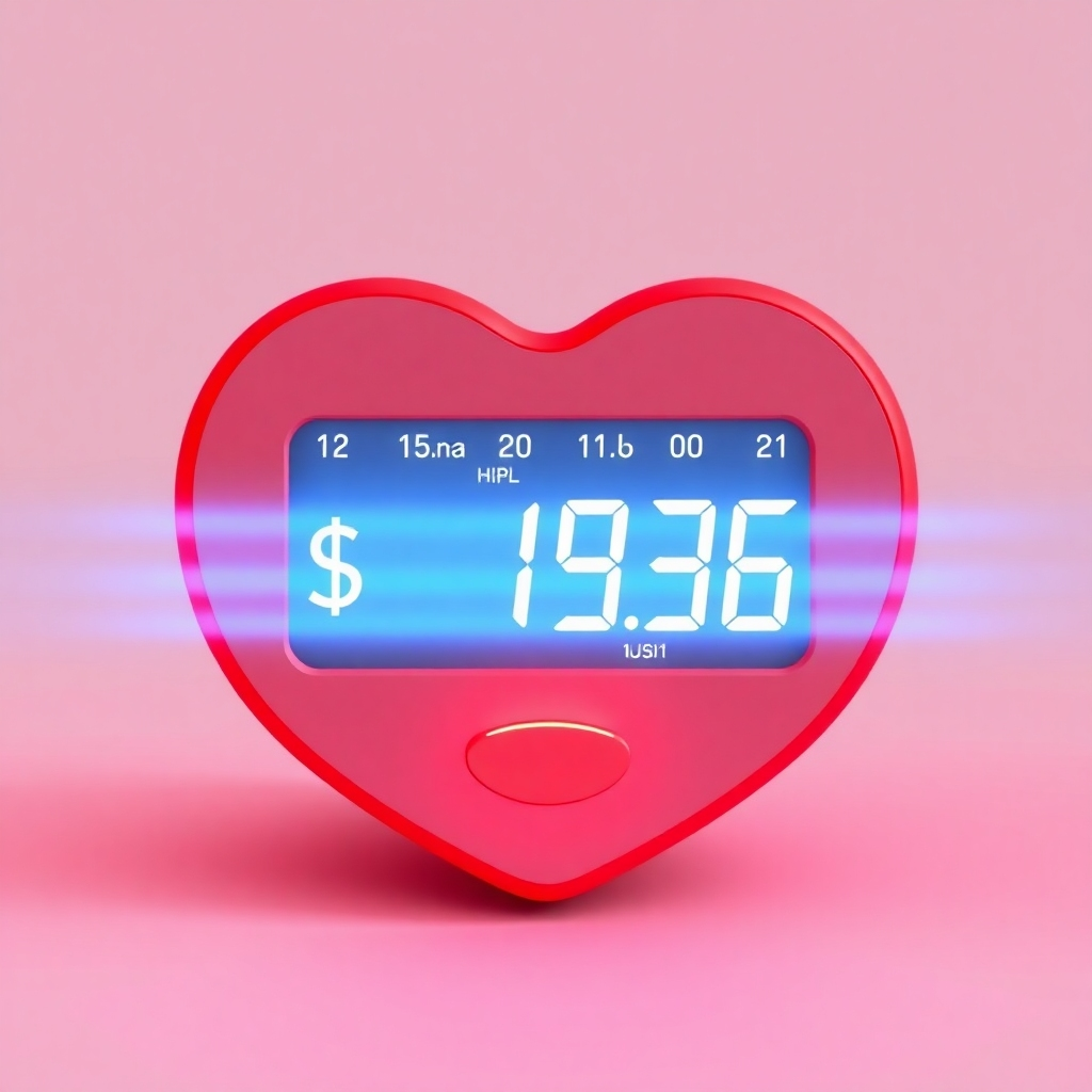 A stylized representation of a digital heart monitor displaying positive financial numbers, suggesting healthy financial habits and consistent growth in net worth. Use a bright, modern, minimalist style.