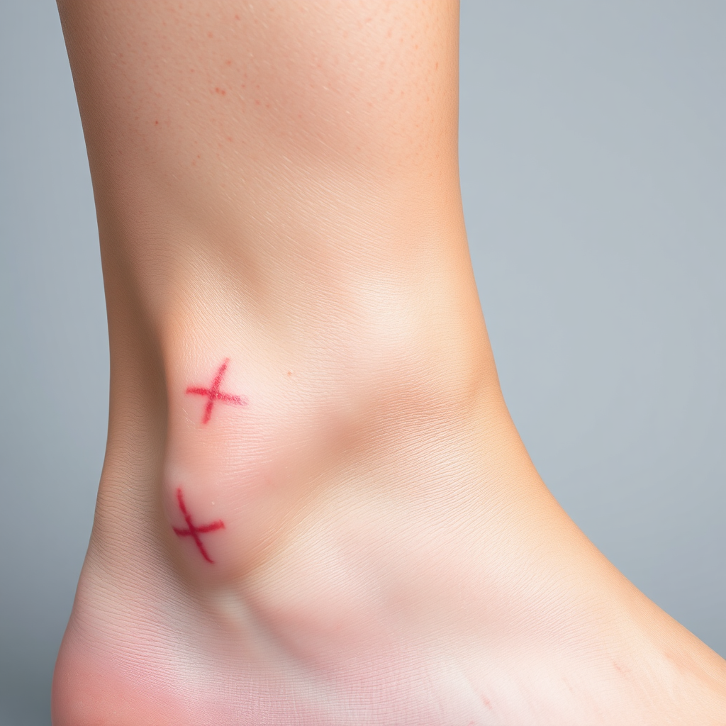 Ankle area after spider vein treatment