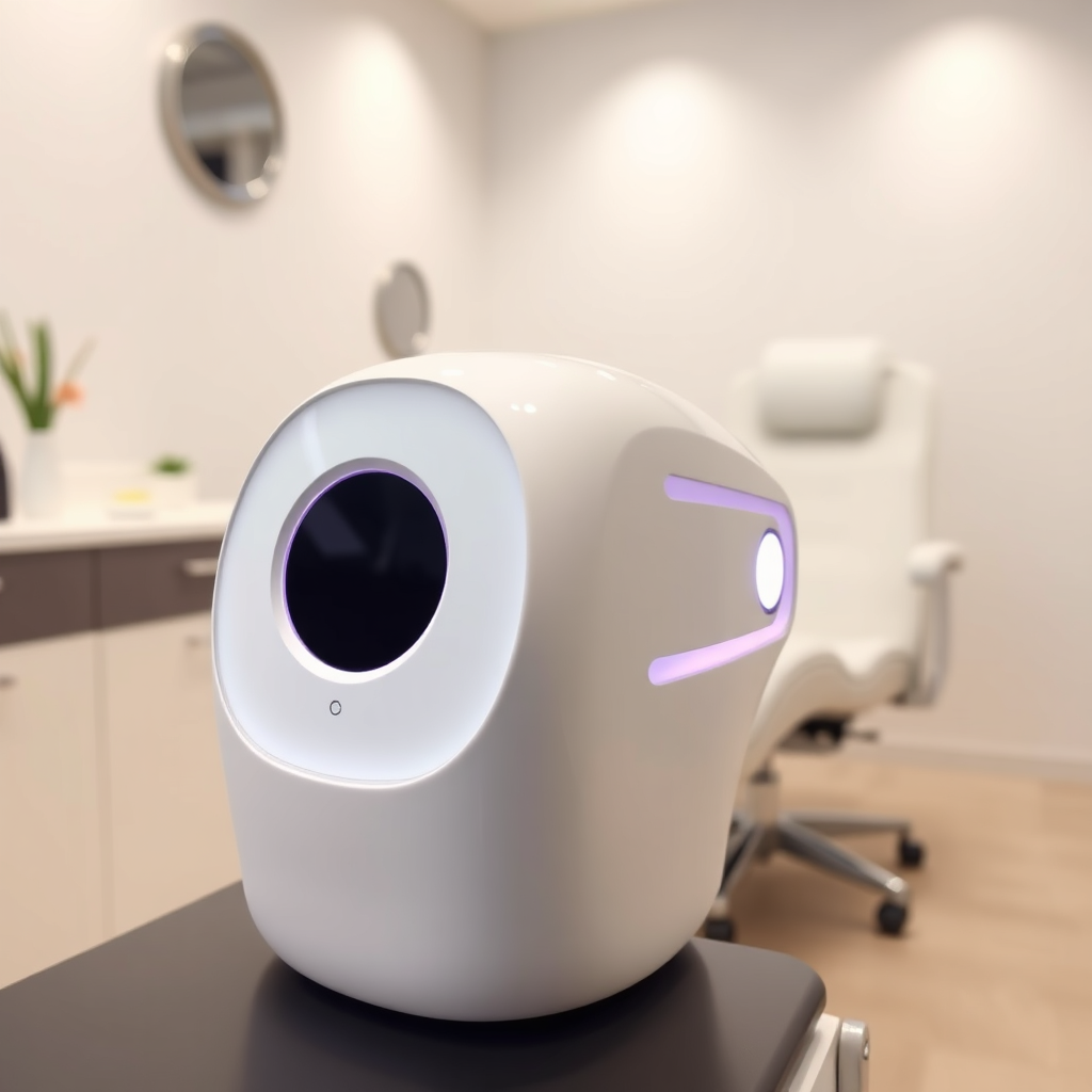 Facial skin analysis device in a clinic