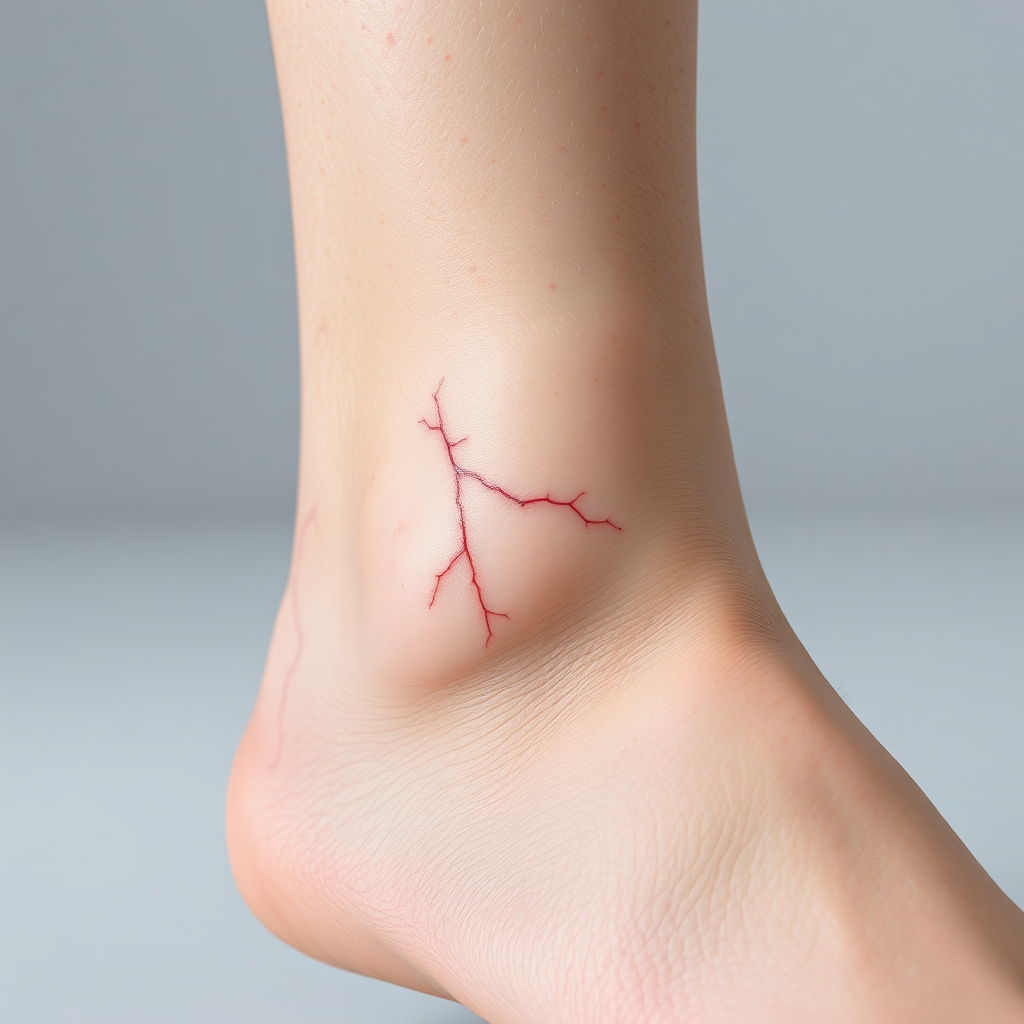 Ankle area before spider vein treatment