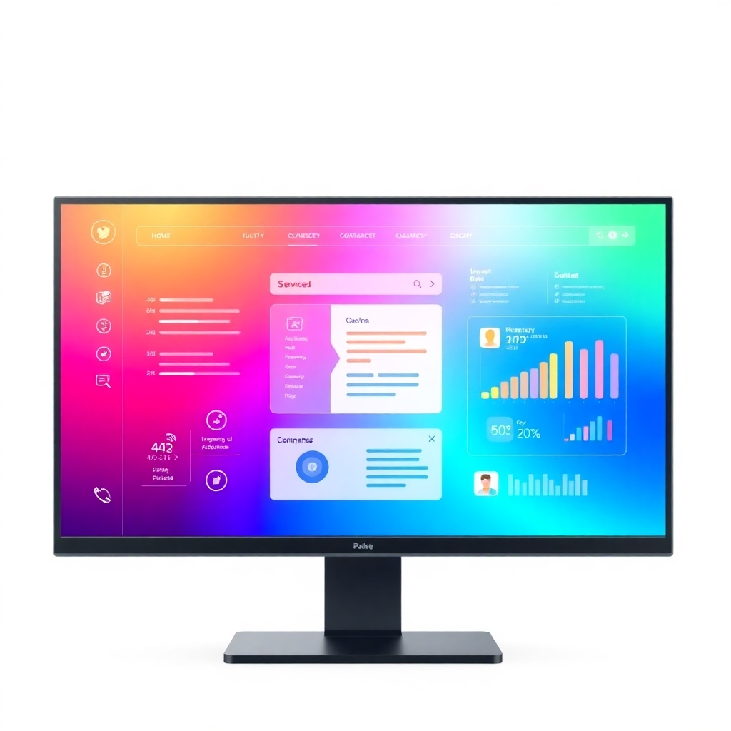 Illustrate a high-tech research assistant interface on a sleek digital display. The background should be neutral, allowing the vibrant colors of the interface to stand out. Use a contemporary style that conveys clarity and professionalism, focusing on elements that symbolize intelligence and knowledge.