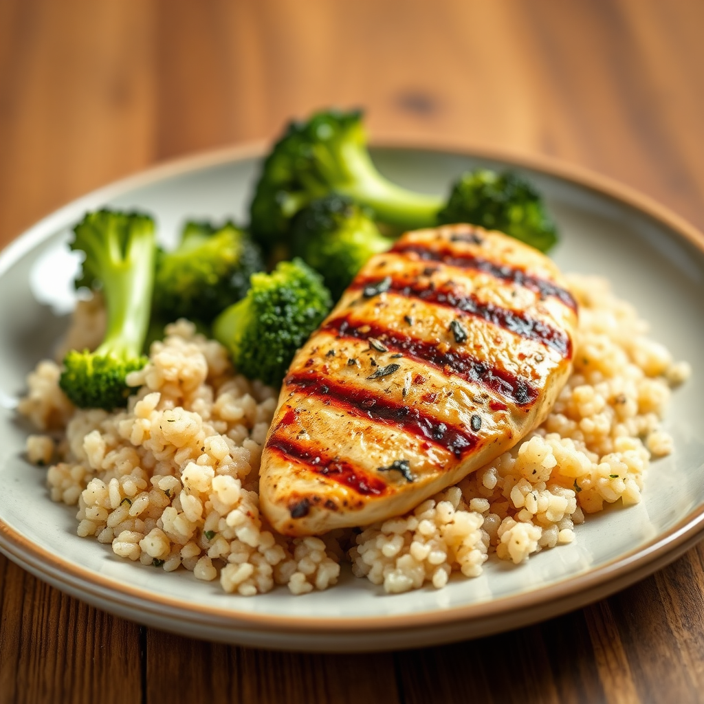 Healthy meal prep with chicken, quinoa, and broccoli