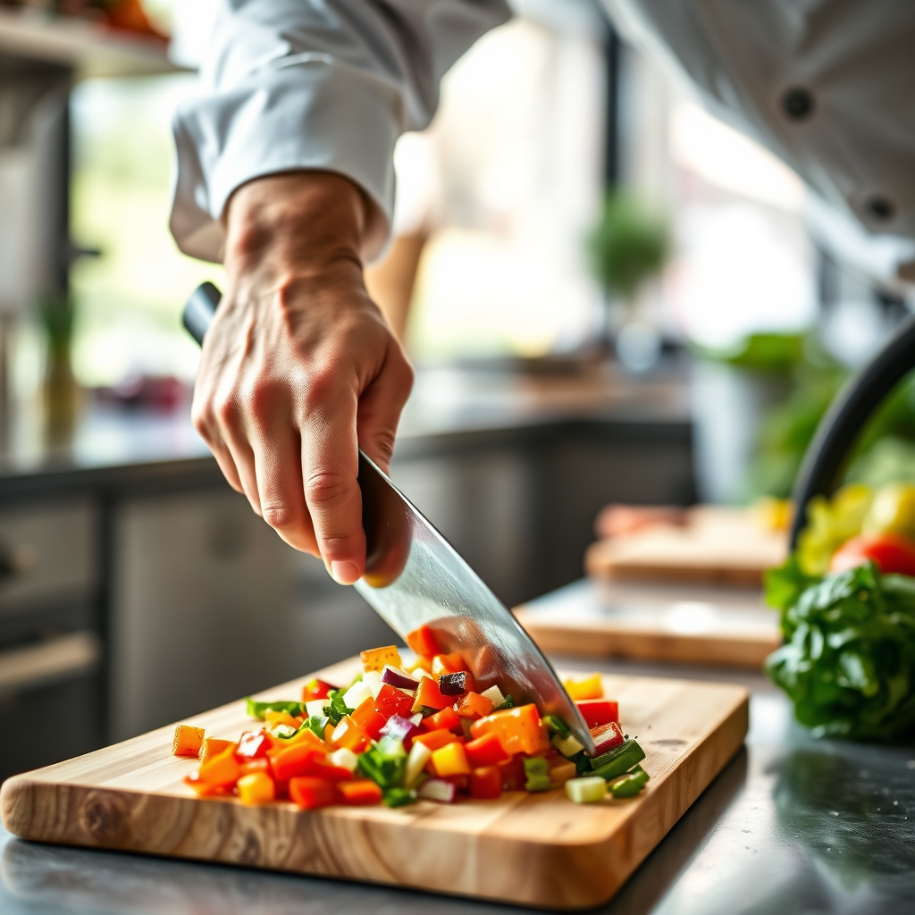 Chef chopping vegetables