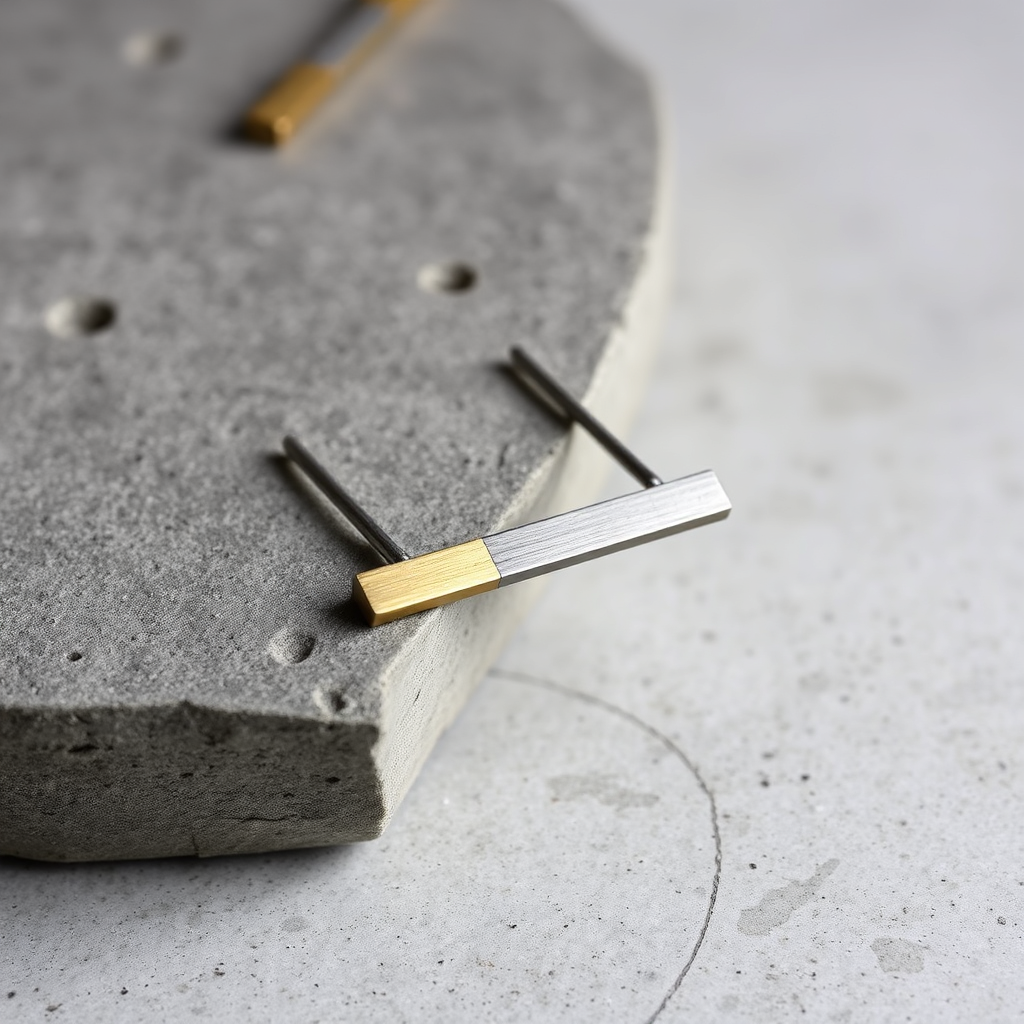 Mixed-metal bar earring