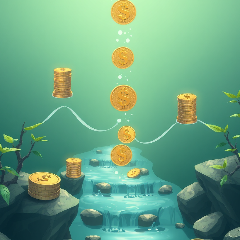 A split-screen image. On one side, a person is working on a laptop with Boostaffiliate. On the other side, a cash register shows increasing numbers. A connection line between the two screens symbolizes the income generation. Lighting should be bright and positive. Color palette: Greens and yellows symbolizing money and success. Camera angle: Eye-level, emphasizing the connection. Style: Dynamic and motivating. 8K resolution.