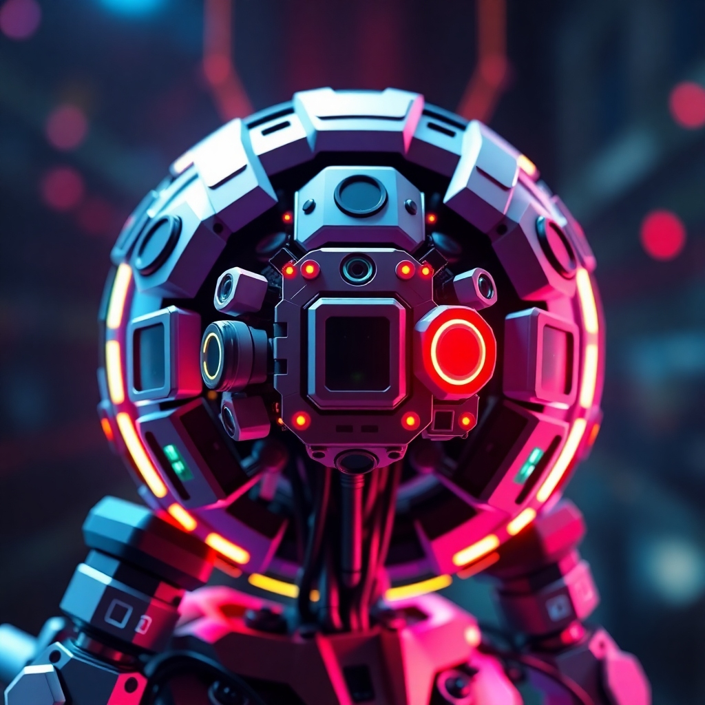 A stylized image representing the adaptability of AI solutions: a modular design with interchangeable components, illustrating customization options. Use a futuristic design language.  The color palette should be bold and vibrant. The camera angle should be oblique, providing a dynamic perspective. The lighting should highlight the interconnectivity of modules.
