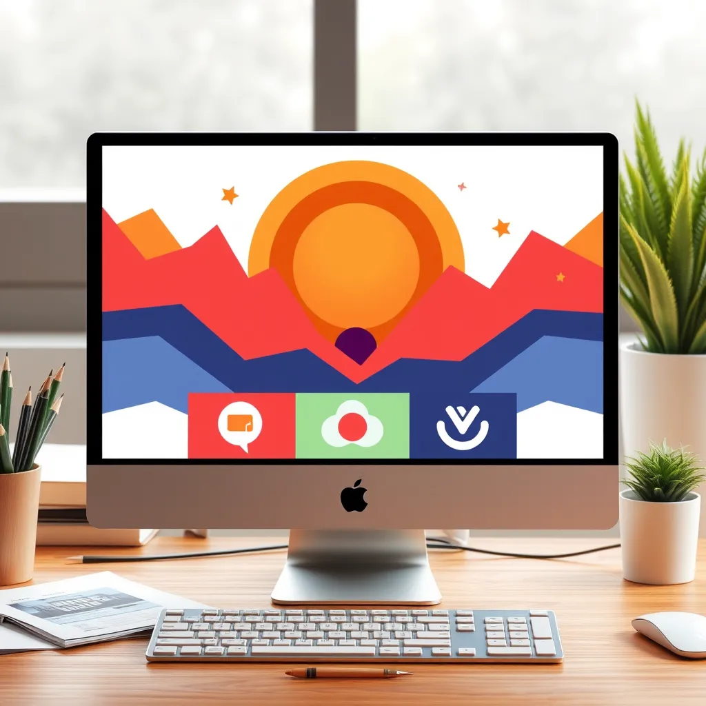 A vibrant and modern scene showcasing a developer working on a mobile app interface. The developer is surrounded by multiple screens displaying code, design mockups, and a phone with the app in progress. The room is filled with natural light streaming in from large windows, creating a bright and airy atmosphere. The color palette is a blend of cool blues and warm yellows, reflecting a sense of innovation and creativity. The image should be captured from a low angle, emphasizing the developer's focus and dedication. The developer is wearing casual attire and using a sleek, minimalist laptop with a vibrant, colorful app interface displayed on the screen. The scene is set in a modern and minimalist office space, with sleek furniture and plants adding a touch of life. The image should be hyperrealistic and ultra-detailed, capturing every detail of the developer's workspace, the technology, and the app interface.  The composition should create a sense of depth and intrigue, drawing the viewer's attention to the app development process and the potential of the app.