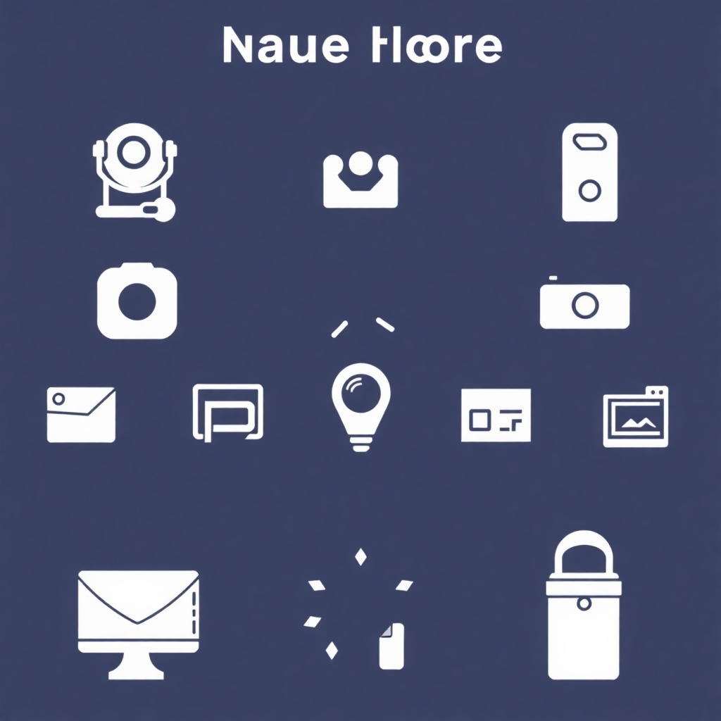 Graphic-style image with icons representing various digital products. The style should be clean and modern.