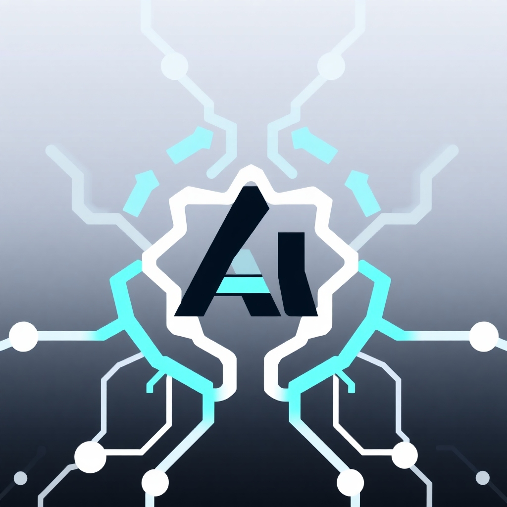 Image of a strong brand logo combined with AI elements, such as neural networks or data flows. Use a professional, modern design with the company logo prominently featured.